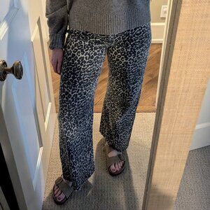 Miou Muse  Leopard Print Wide Leg Pants  Size M